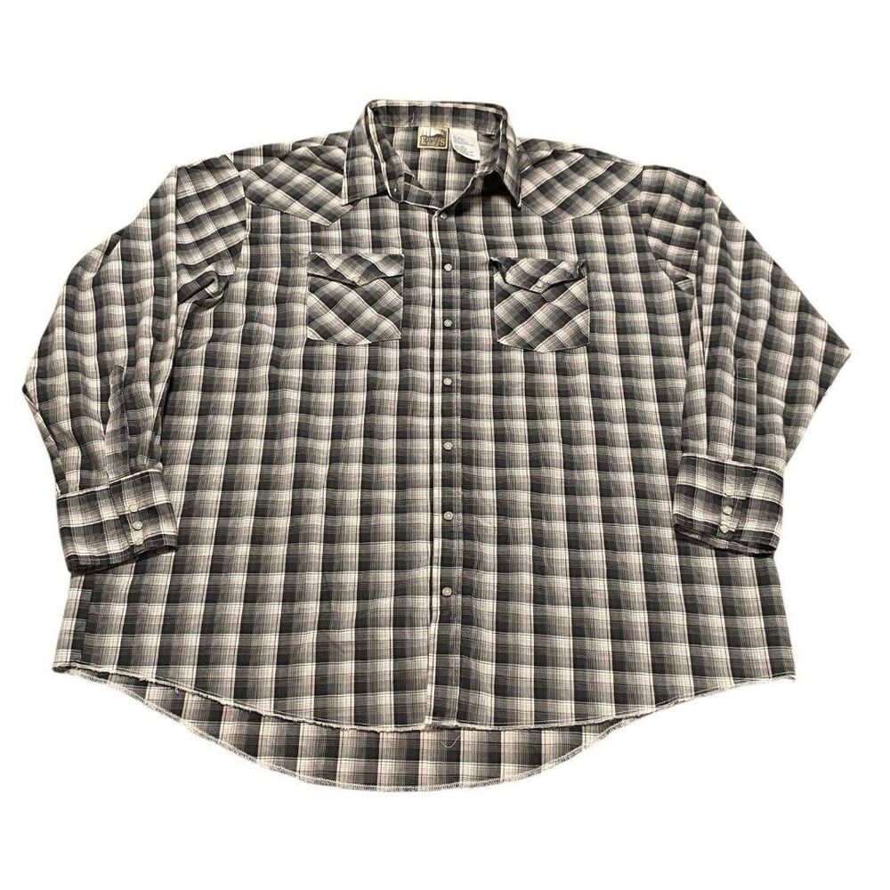 Vintage Express Rider Western Pearl Snap Button Up Dress Shirt 2XL XXL USA Made